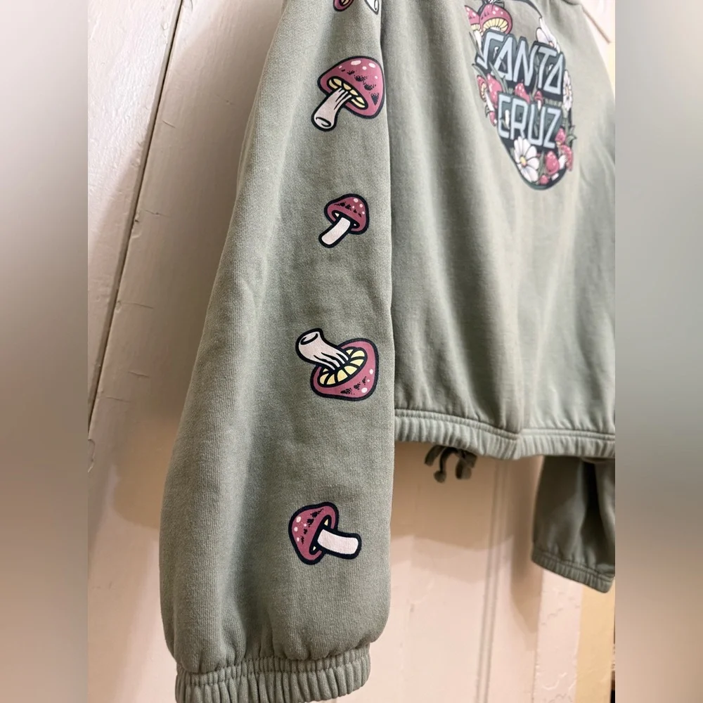 Green Santa Cruz Skateboards Mushroom Graphic Women's Cropped Sweater - Picture 5 of 13